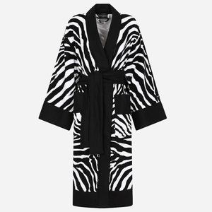 DOLCE & GABBANA Zebra Terry Cotton Bath Robe with Tie Belt Unisex FATHER'S DAY